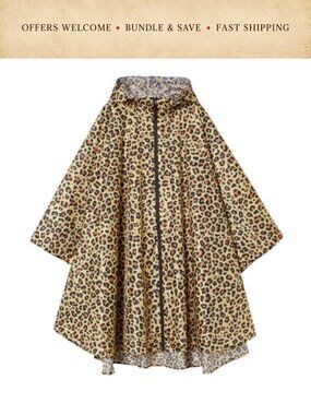 Women's Waterproof Hooded Rain Poncho Zipper Long Body One Size